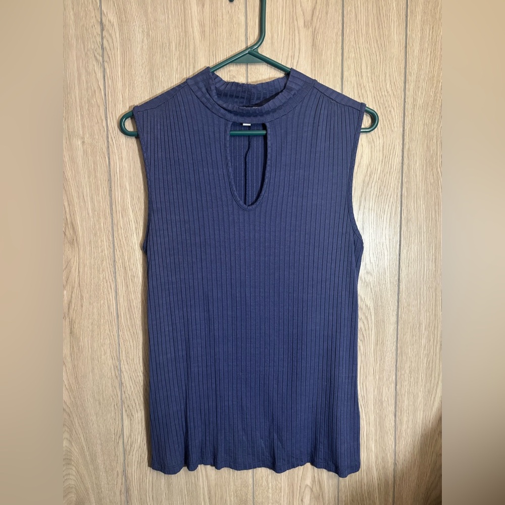 Jennifer Lopez Navy Ribbed Tank Top